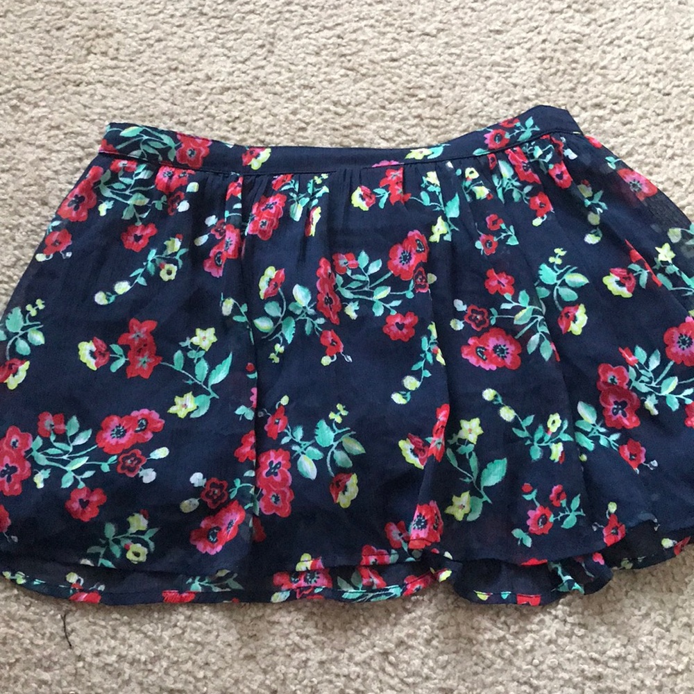 Navy Floral Skirt